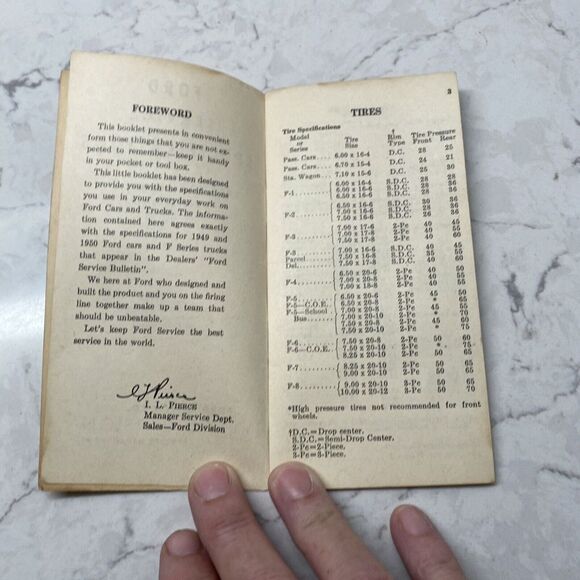 Ford 1949 1950 Service Specifications For Passenger Cars and F Series Trucks - Picture 4 of 9